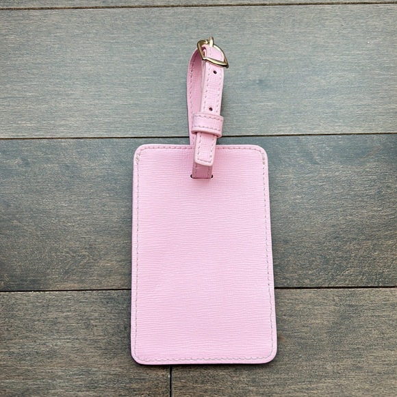 TED BAKER LONDON Pink Leather Luggage Tag, Travel Suitcase ID, 100% Authentic - Picture 2 of 9